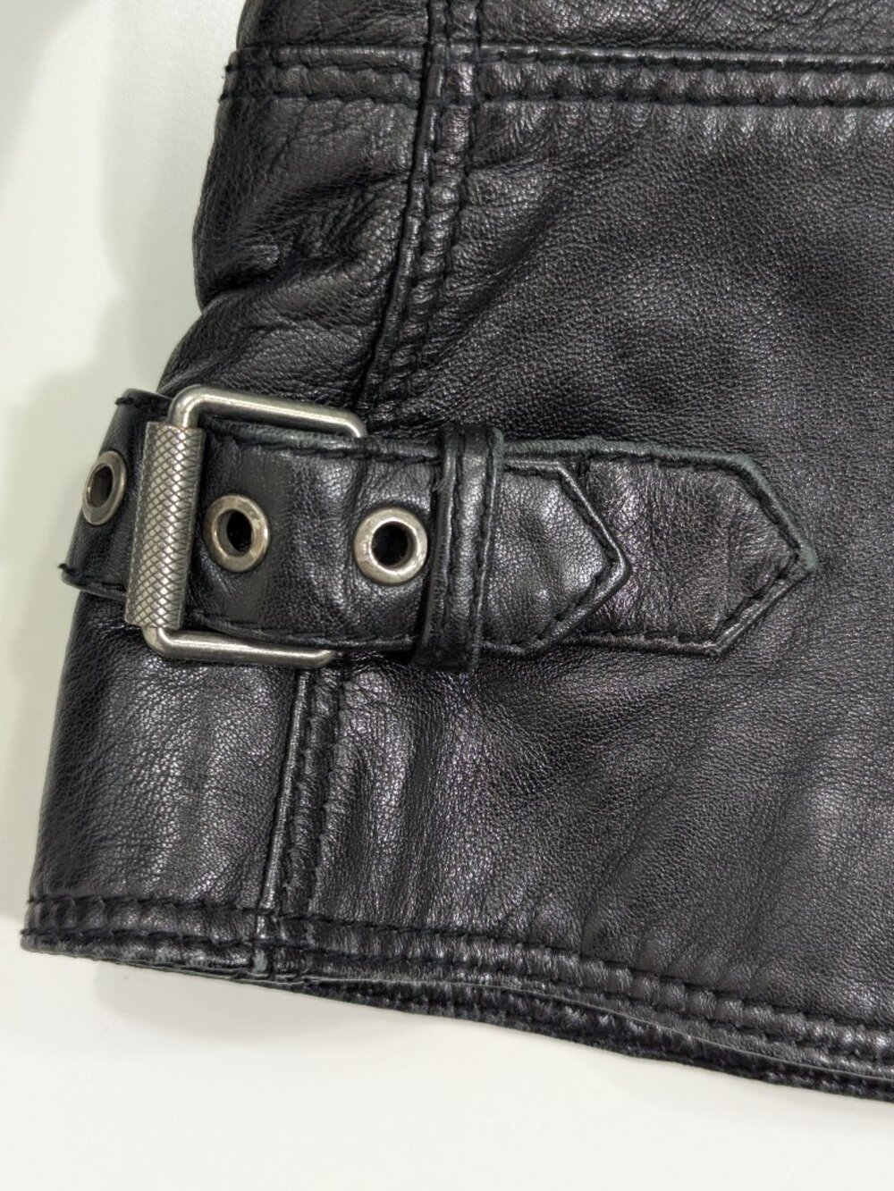 Joop! Women's Black Leather Jacket Biker style - Picture 14 of 15
